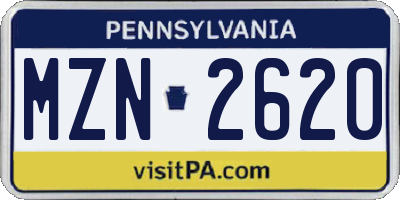 PA license plate MZN2620
