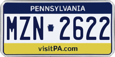 PA license plate MZN2622