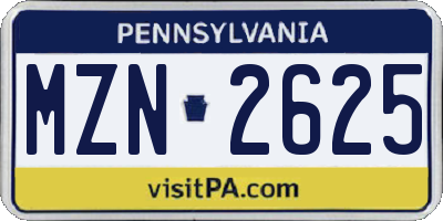 PA license plate MZN2625