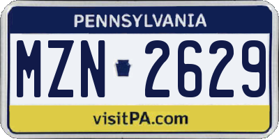 PA license plate MZN2629