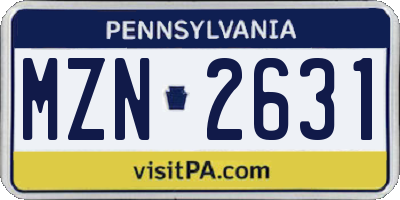 PA license plate MZN2631