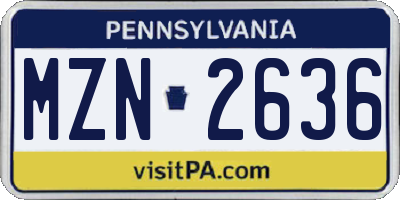 PA license plate MZN2636