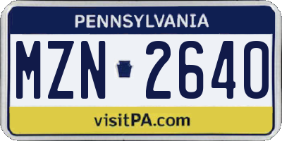 PA license plate MZN2640