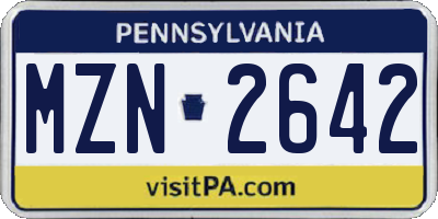 PA license plate MZN2642
