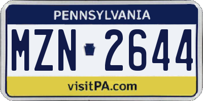 PA license plate MZN2644