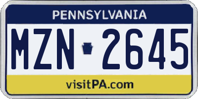 PA license plate MZN2645
