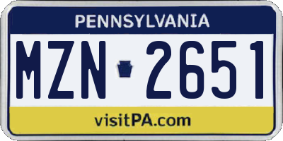 PA license plate MZN2651