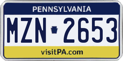 PA license plate MZN2653