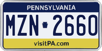 PA license plate MZN2660