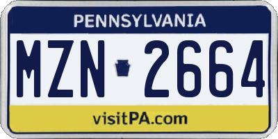 PA license plate MZN2664