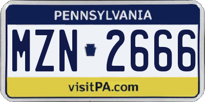 PA license plate MZN2666