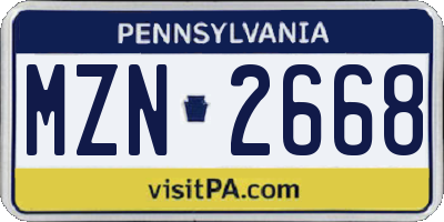 PA license plate MZN2668