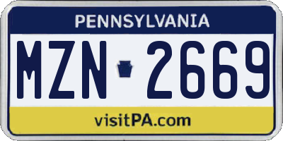 PA license plate MZN2669