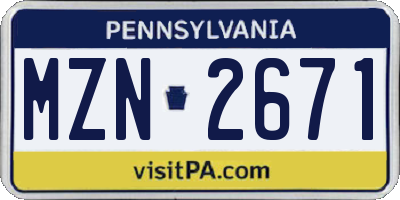 PA license plate MZN2671