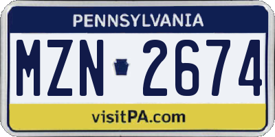 PA license plate MZN2674