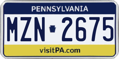 PA license plate MZN2675