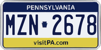 PA license plate MZN2678