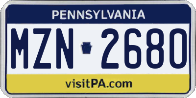 PA license plate MZN2680