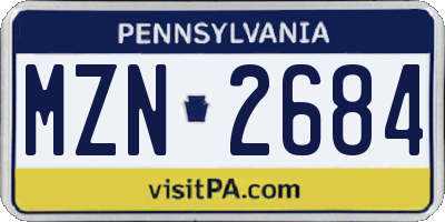 PA license plate MZN2684