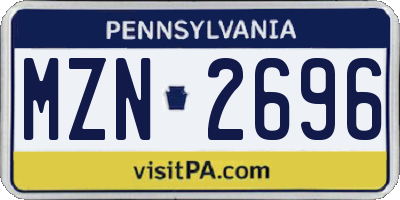 PA license plate MZN2696