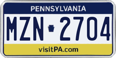 PA license plate MZN2704