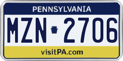 PA license plate MZN2706
