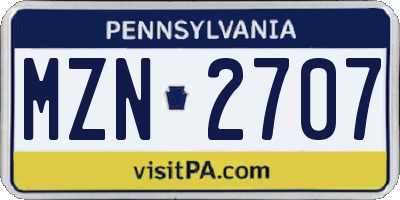 PA license plate MZN2707
