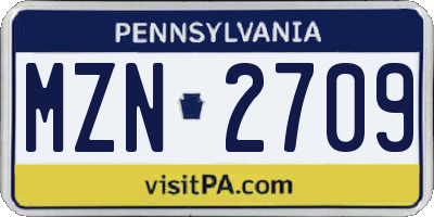 PA license plate MZN2709