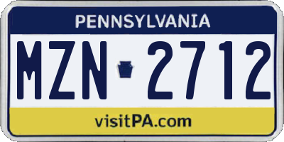PA license plate MZN2712