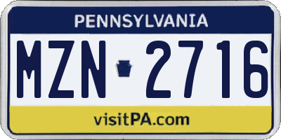 PA license plate MZN2716