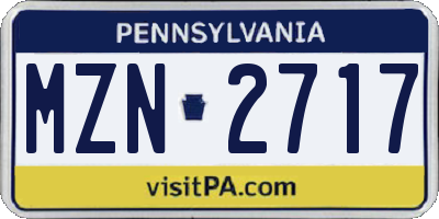PA license plate MZN2717