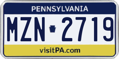 PA license plate MZN2719