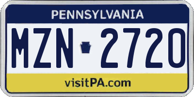 PA license plate MZN2720
