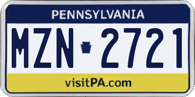 PA license plate MZN2721