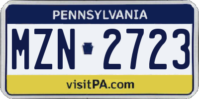 PA license plate MZN2723
