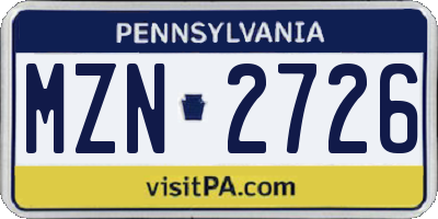 PA license plate MZN2726