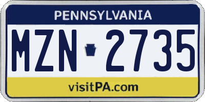 PA license plate MZN2735