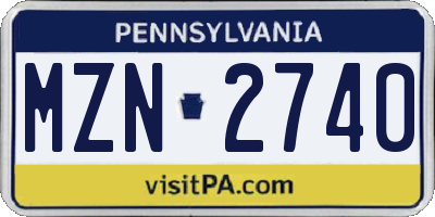 PA license plate MZN2740