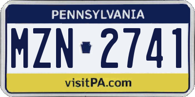 PA license plate MZN2741