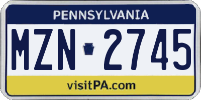 PA license plate MZN2745
