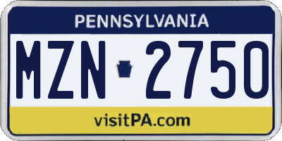 PA license plate MZN2750