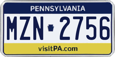 PA license plate MZN2756