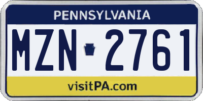 PA license plate MZN2761