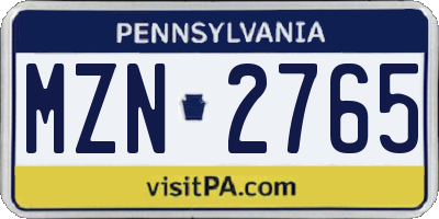 PA license plate MZN2765