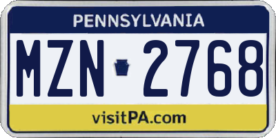 PA license plate MZN2768