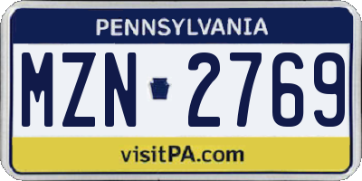 PA license plate MZN2769