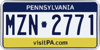 PA license plate MZN2771