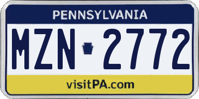 PA license plate MZN2772