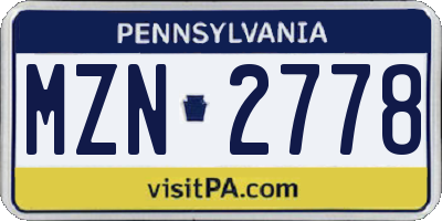 PA license plate MZN2778