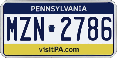 PA license plate MZN2786